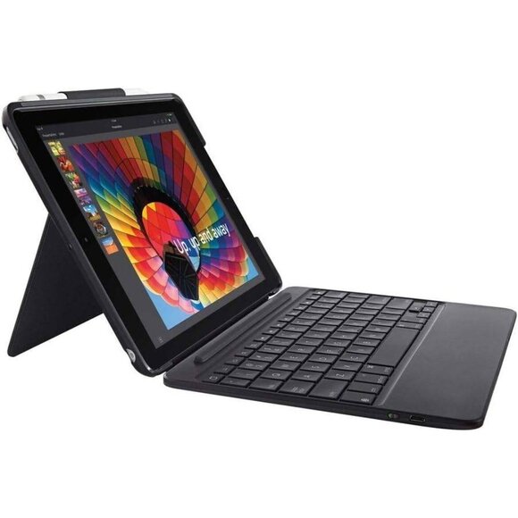 Logitech Slim Combo Case with Backlit Keyboard –iPad 5th & 6th Gen (Black) - Picture 1 of 6